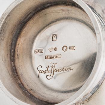 Two sterling silver bowls, Gustav Jansson 1955, 1960, and eight similar silver punsch cups, GAB and CGH 1933-41. Sweden.