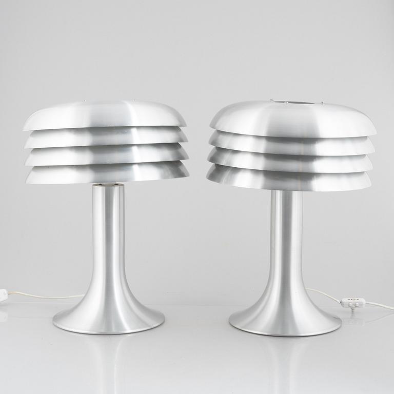Hans-Agne Jakobsson, a pair of model BN-26 table lamps, Markaryd, Sweden, end of the 20th century.
