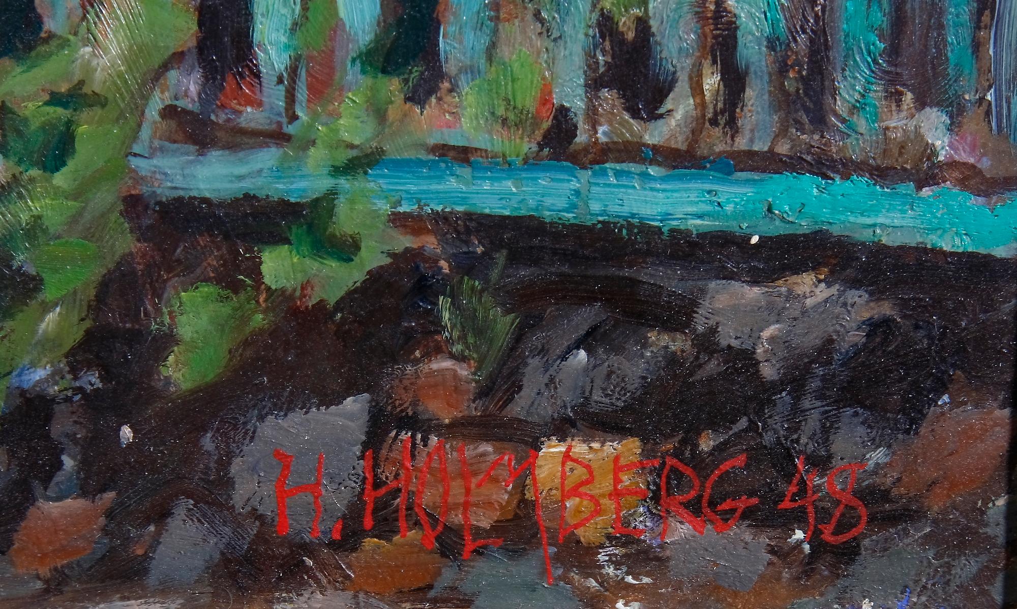 HARRY HOLMBERG, olja på pannå, sign o dat -48.