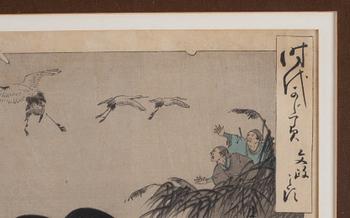 Toyohara Chikanobu, färgträsnitt, 2 st. Japan, 1800-tal.