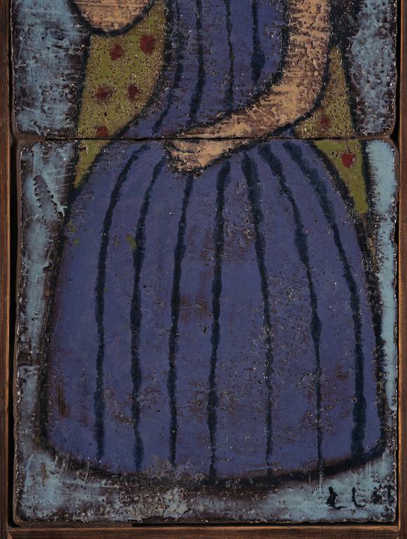 Lisa Larson, triptyk, glaserad keramik, sannolikt utförd 1950-54 under studietiden på Slöjdföreningens skola, Göteborg.