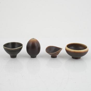 Berndt Friberg, 7 miniatures, stoneware, Gustavsbergs studio, including pieces from 1965.