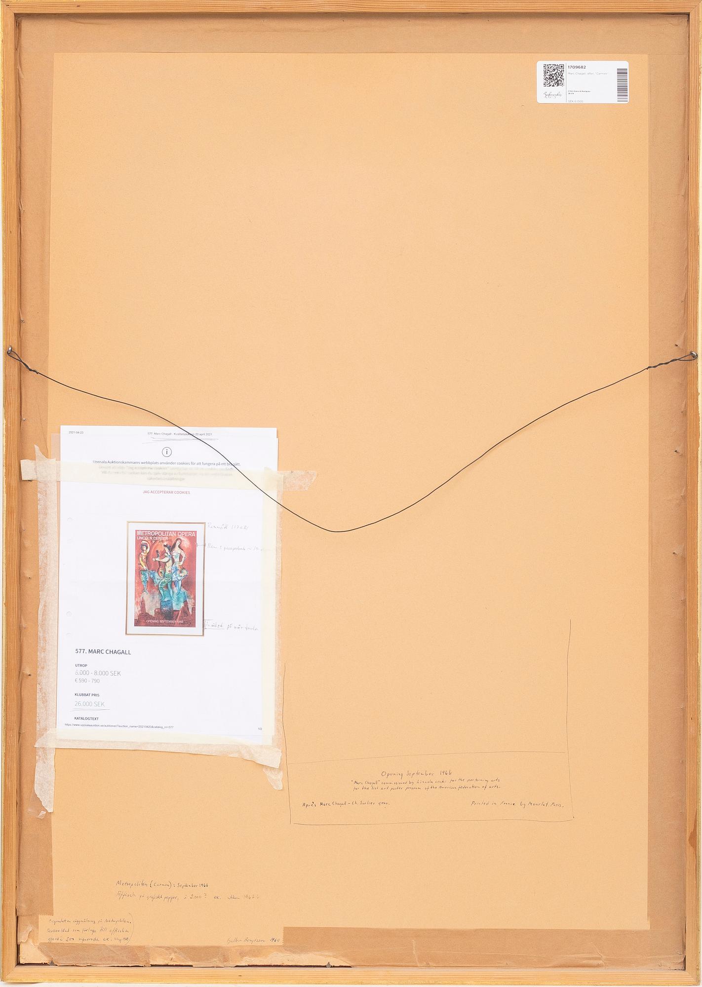 Marc Chagall, after, ”Carmen”.