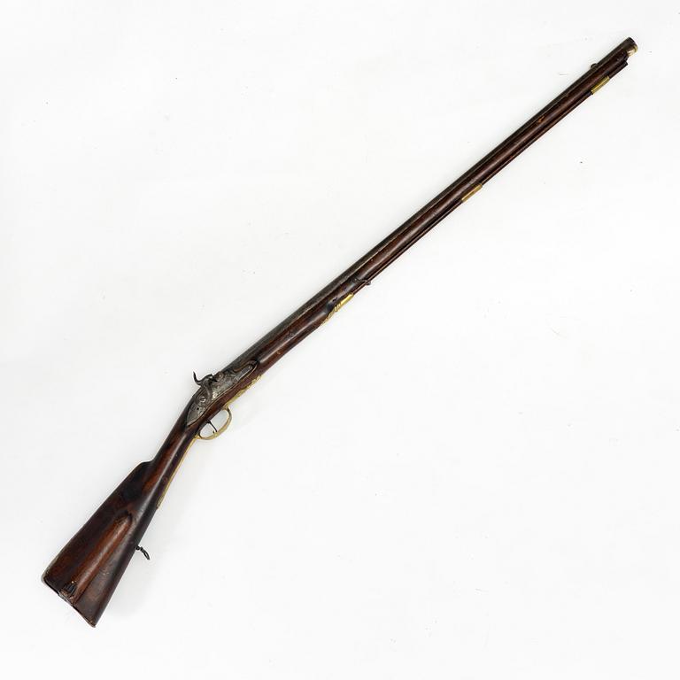 Percussion gun, converted from flintlock, Sweden, 18th century.