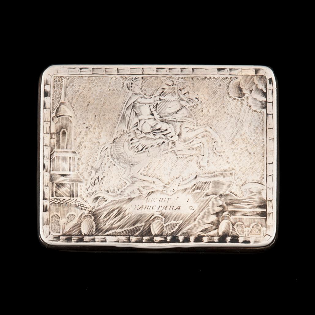 SNUSDOSA, silver med niello, Ryssland, Dimitri Kolesnikov Moskva 1822.