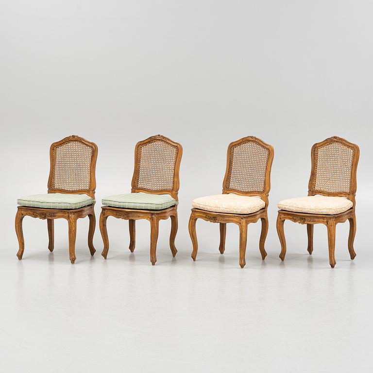 A set of four FRench Louis XV chairs, mid 18th century.