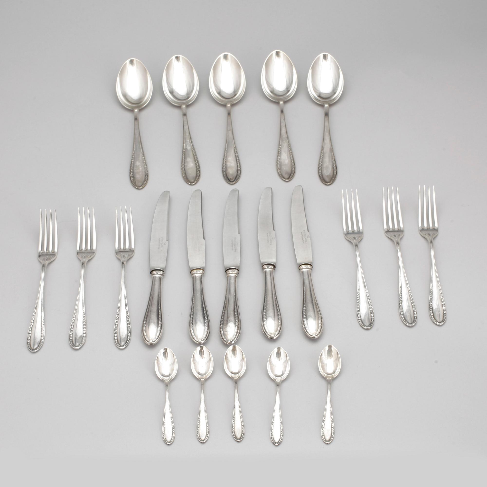 BESTICKUPPSÄTTNING, 21 delar, silver, Polen, 1900-tal. Totalvikt ca 1120 gram.