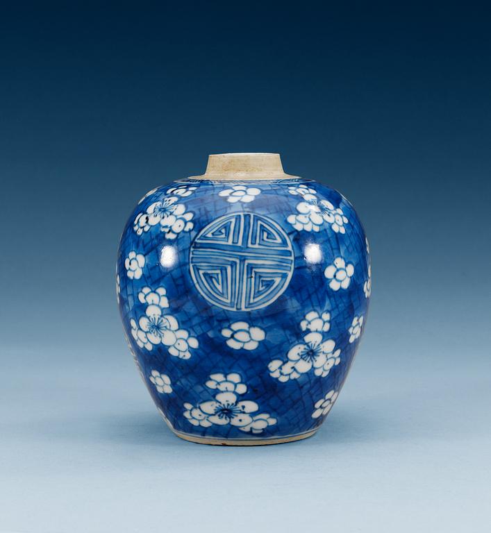 A blue and white jar, Qing dynasty, Kangxi (1662-1722).