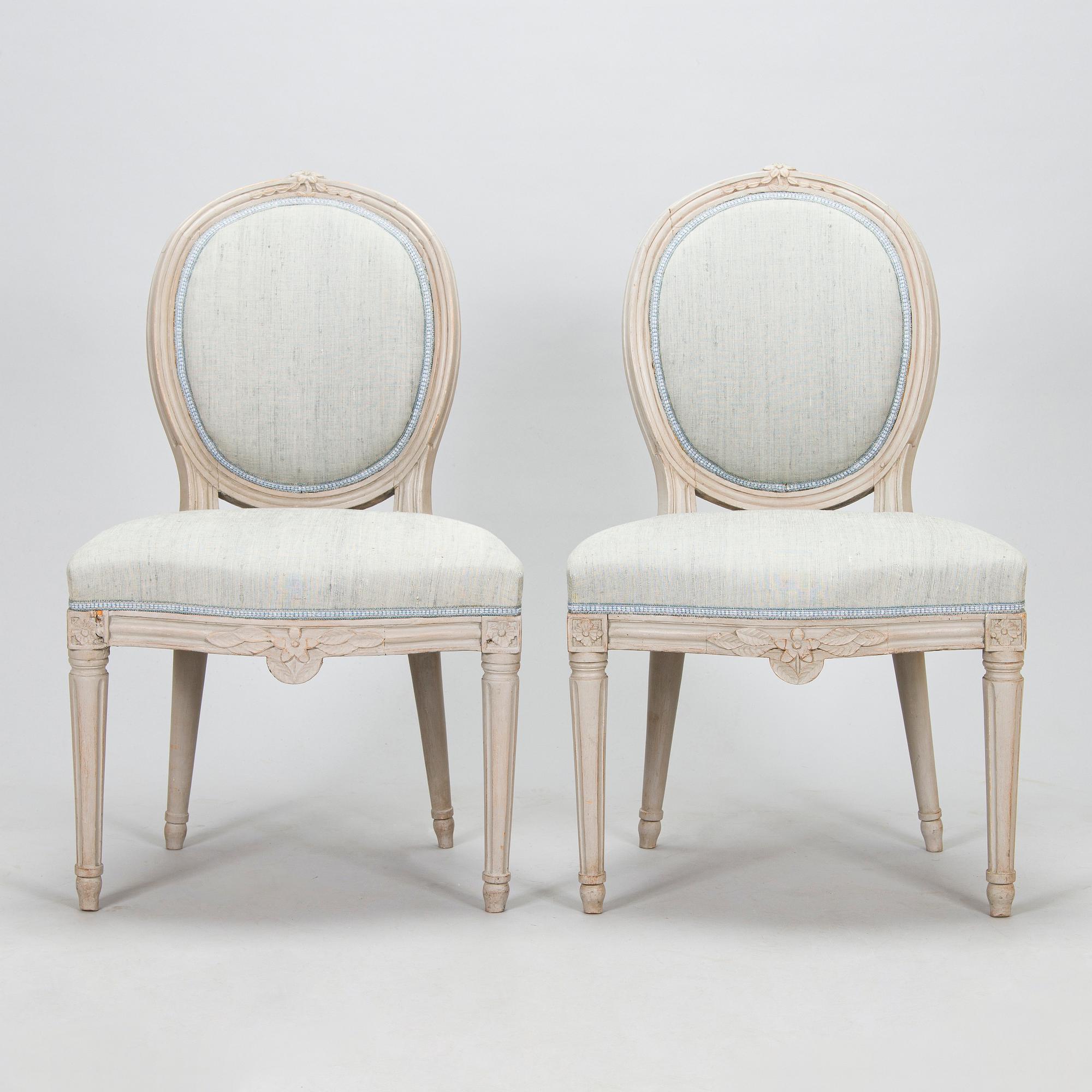 A pair of Gusatavian chairs, Sweden late 18th-century.