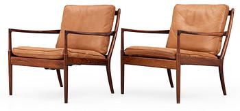 470. A pair of Ib Kofod Larsen 'Samsö' palisander armchairs by OPE Möbler, Sweden, 1960's.