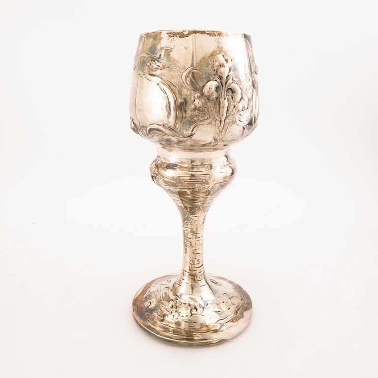 Magnificent trophy, silver, Art Nouveau, A.G Dufva, Stockholm 1905, height 35 cm.