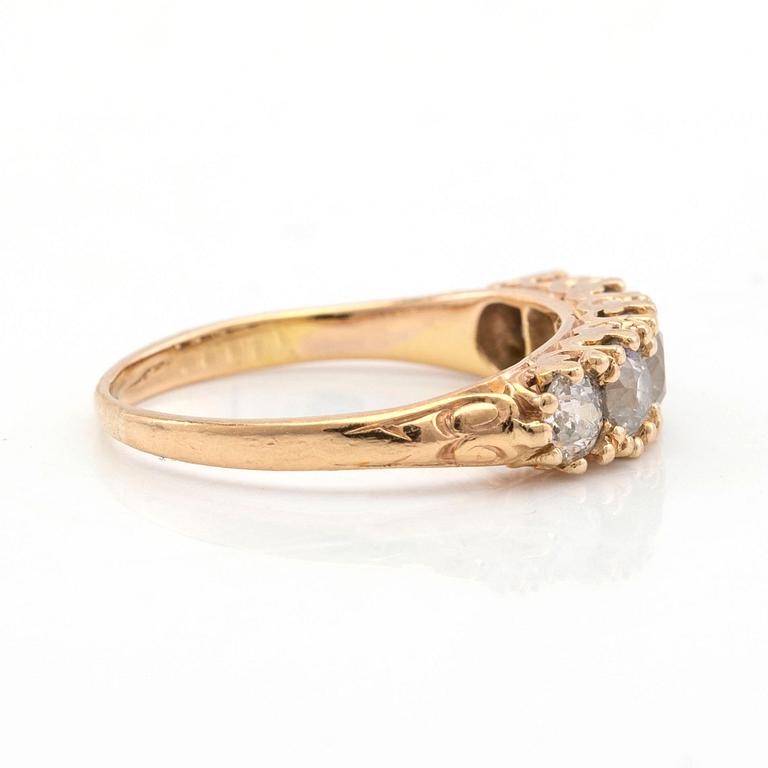 Alliance ring, 14K gold with old-cut diamonds.