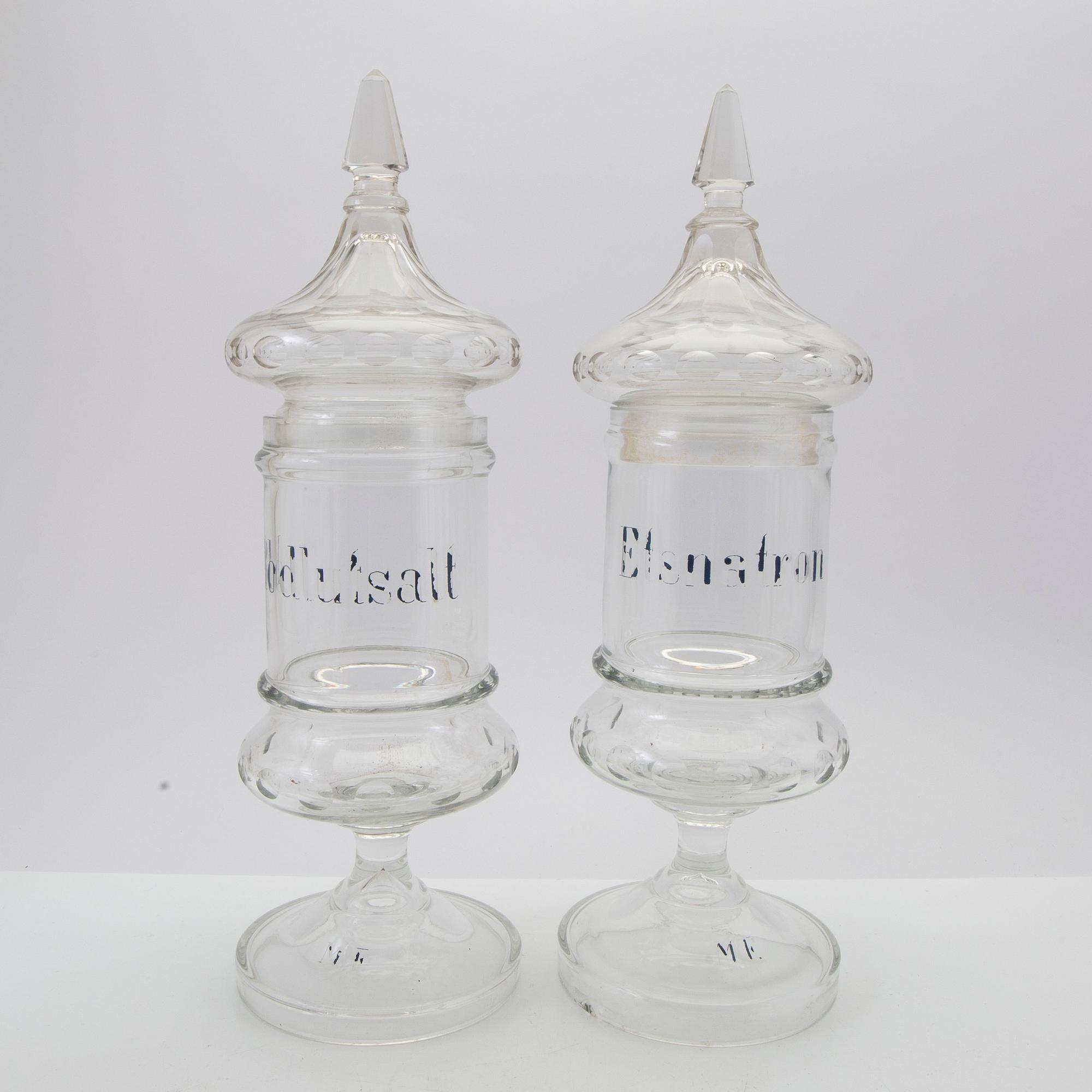 Apothecary jars, 7 pieces, first half of the 20th century.