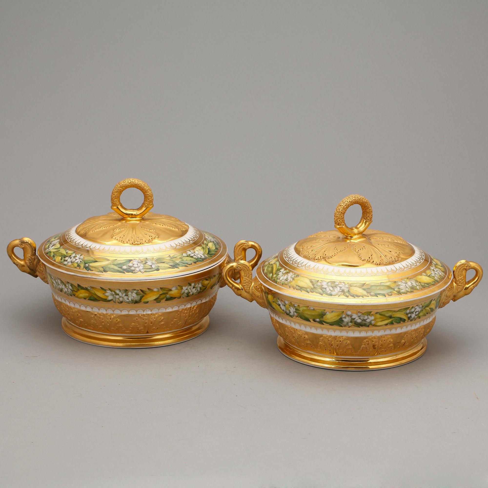 A pair of French Empire tureens with covers, early 19th Century.