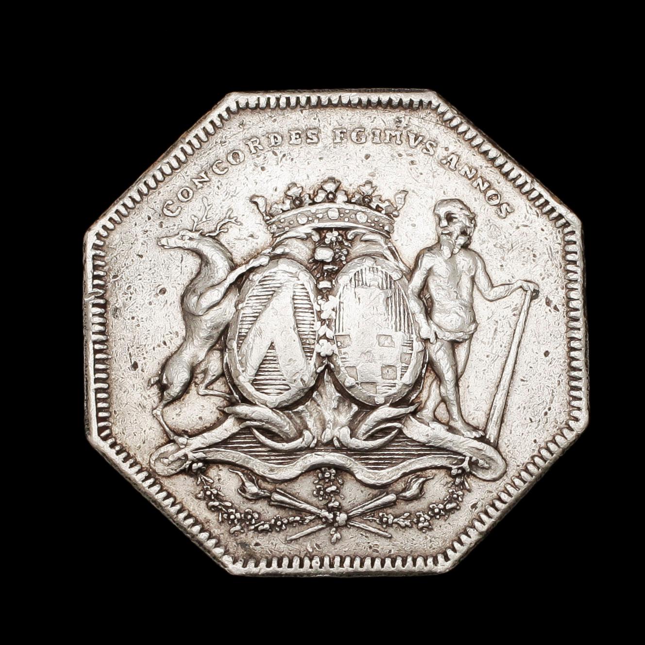 SPELPENNING, silver, Enhörning, Köpenhamn 1784. Vikt ca 17 gram.