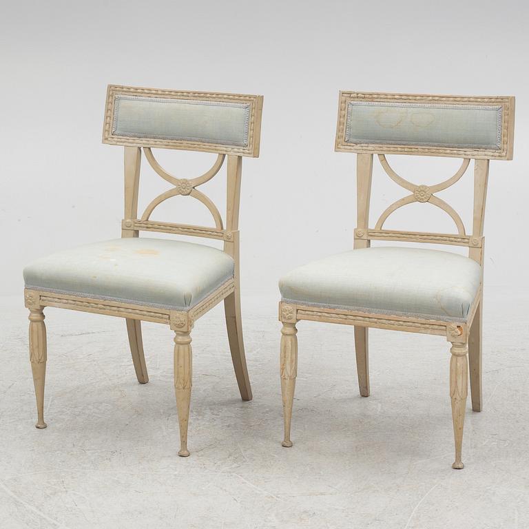 A Pair of Gustavian Chairs, a pair, by Anders Hellman the Younger (master in Stockholm 1793-1825).