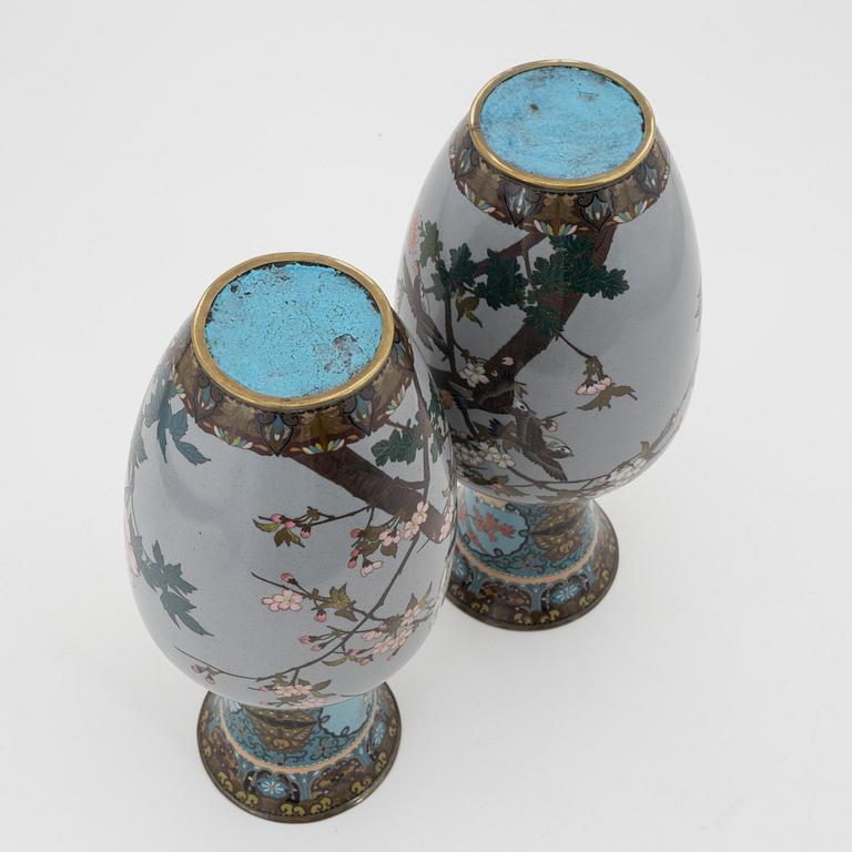 A pair of Japanese cloisonné vases, 20th century.