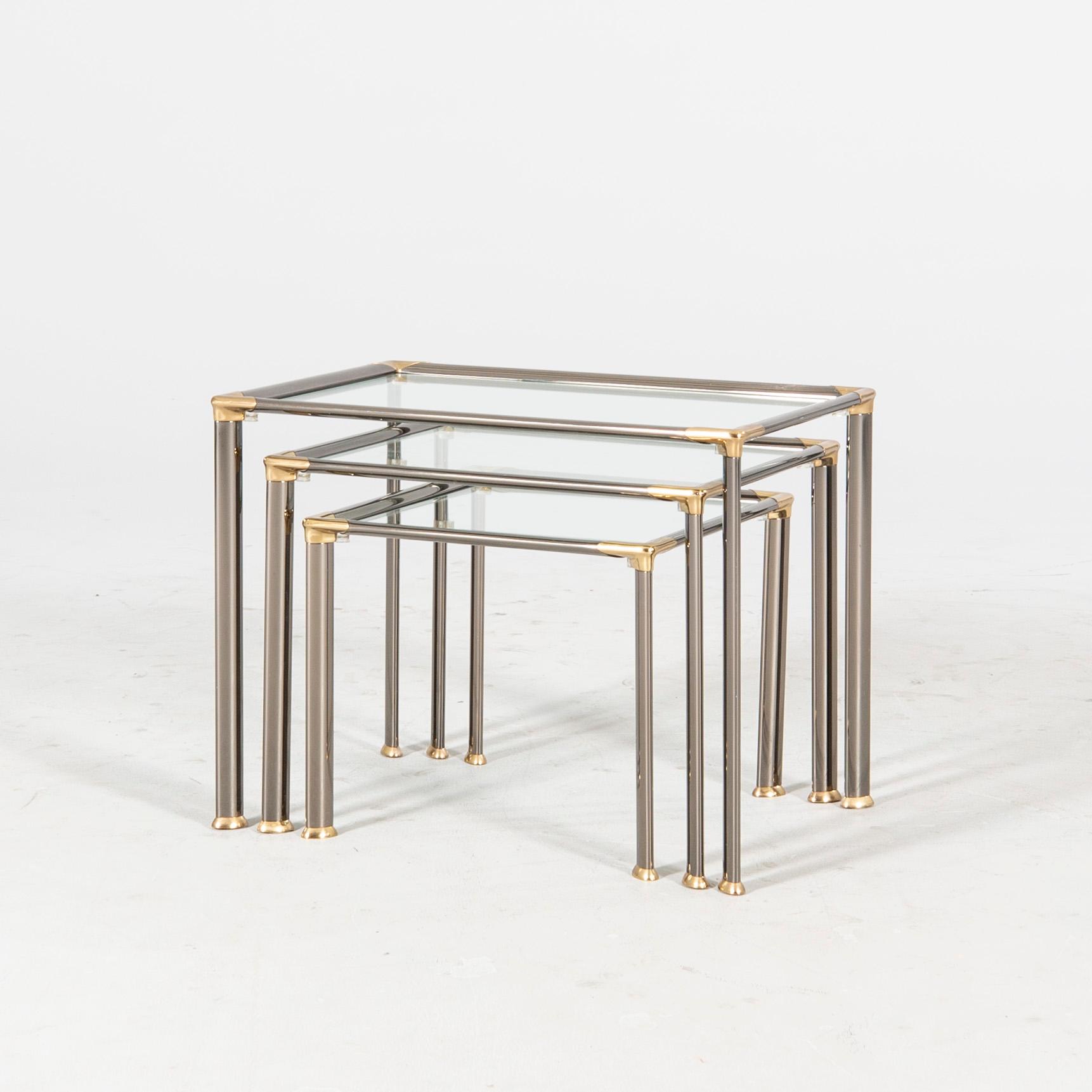 A late 20th century metal nesting table.