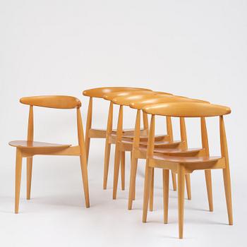 Hans J. Wegner, matgrupp, sju delar, "Hjerte-set", Fritz Hansen, Danmark, 1965.