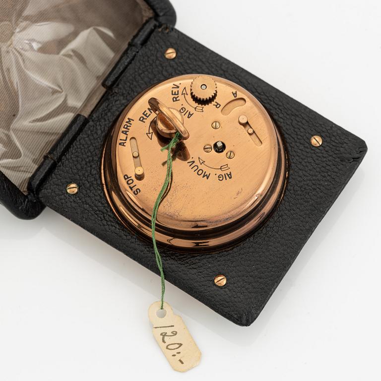 Jaeger, travel alarm clock, 72 x 85 x 34 mm.