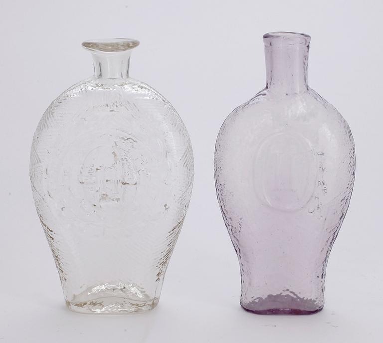 GLASFLASKOR, 7 st, Sverige 1800/1900-tal.