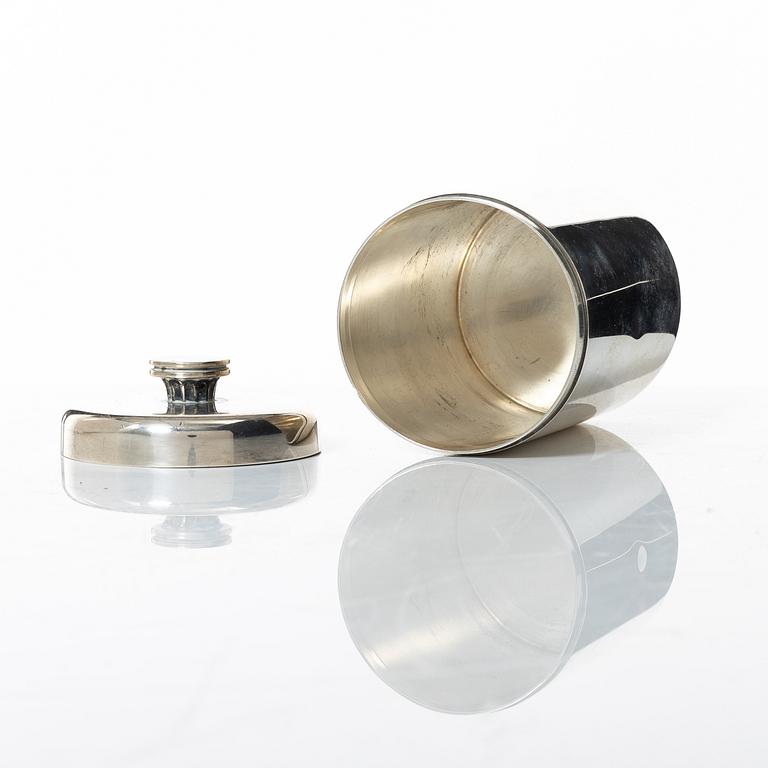Sigvard Bernadotte, a sterling silver jar with cover, Georg Jensen, Denmark, after 1945.