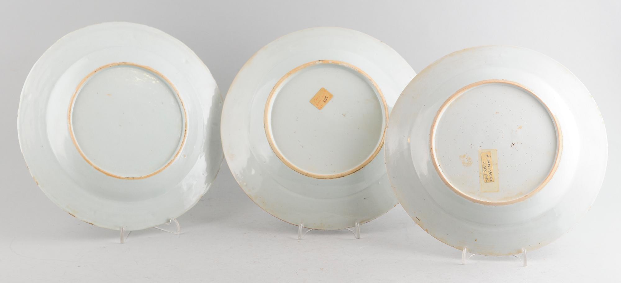 TALLRIKAR, 6 st, porslin, Kina, famille rose, 1700-tal.