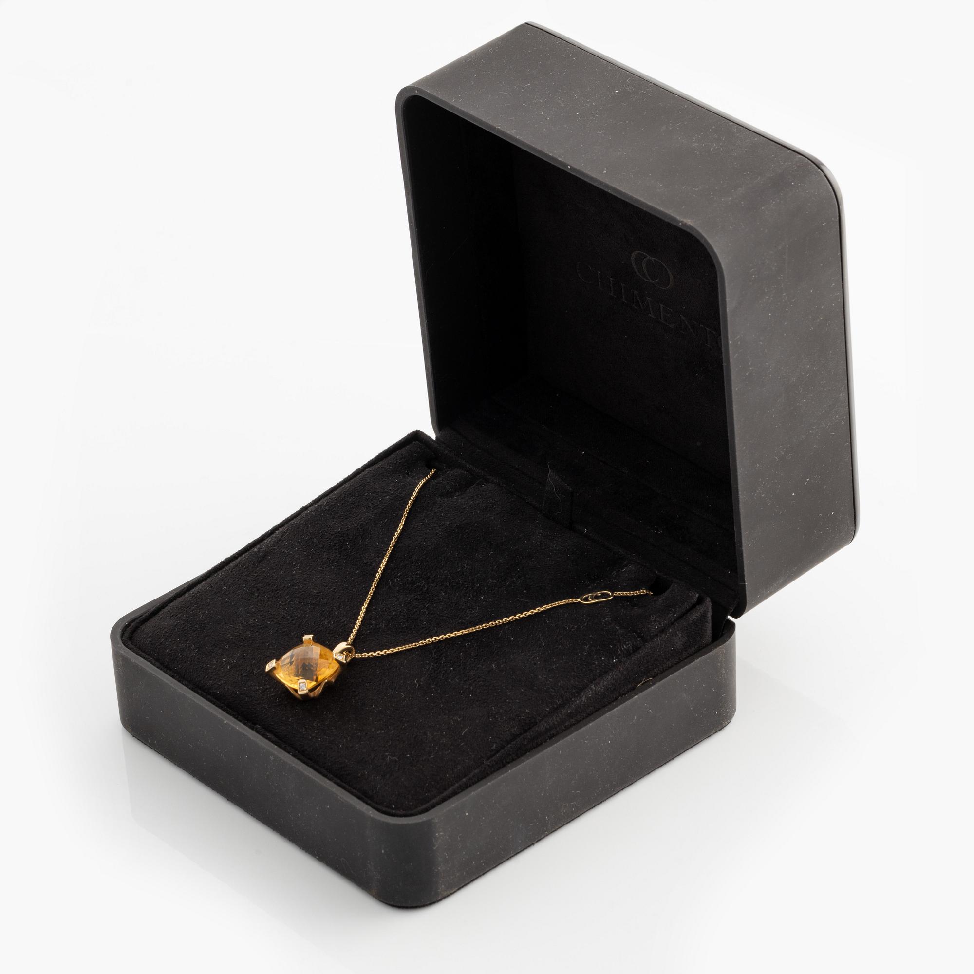 Chimento, pendant with chain, gold with citrine and brilliant-cut diamonds.
