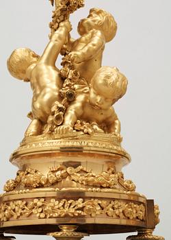 A pair of Louis XVI-style 19th century seven-light candelabra.