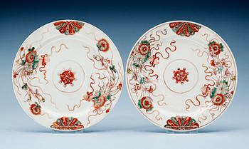 1780. A pair of famille verte dinner plates, Qing dynasty, Kangxi (1662-1722).