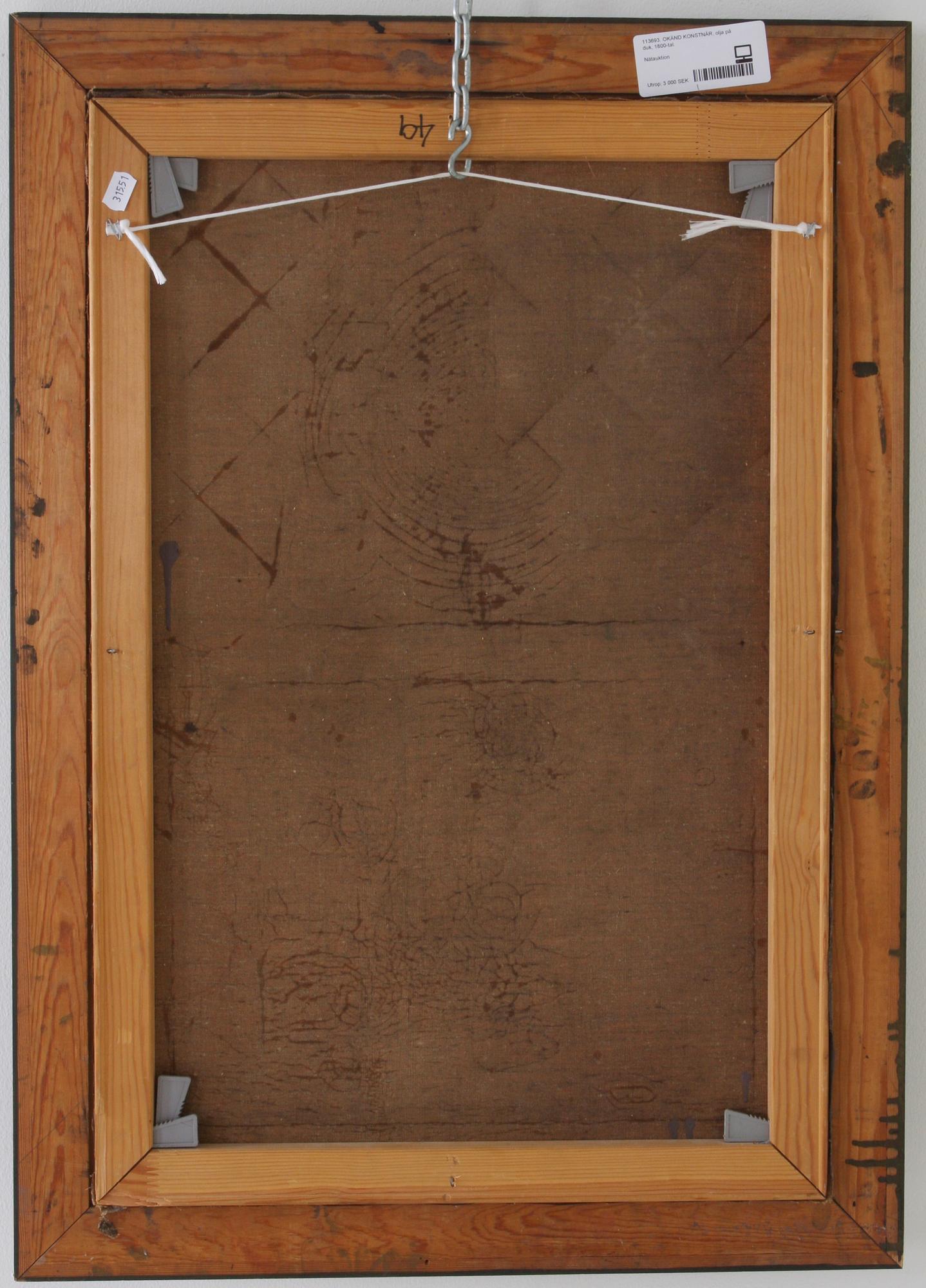 OKÄND KONSTNÄR, olja på duk, 1800-tal.