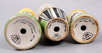 STRÖARE, 3 st, flintgods, "Familjen Pepparsson" Anita Nylund, Jie.