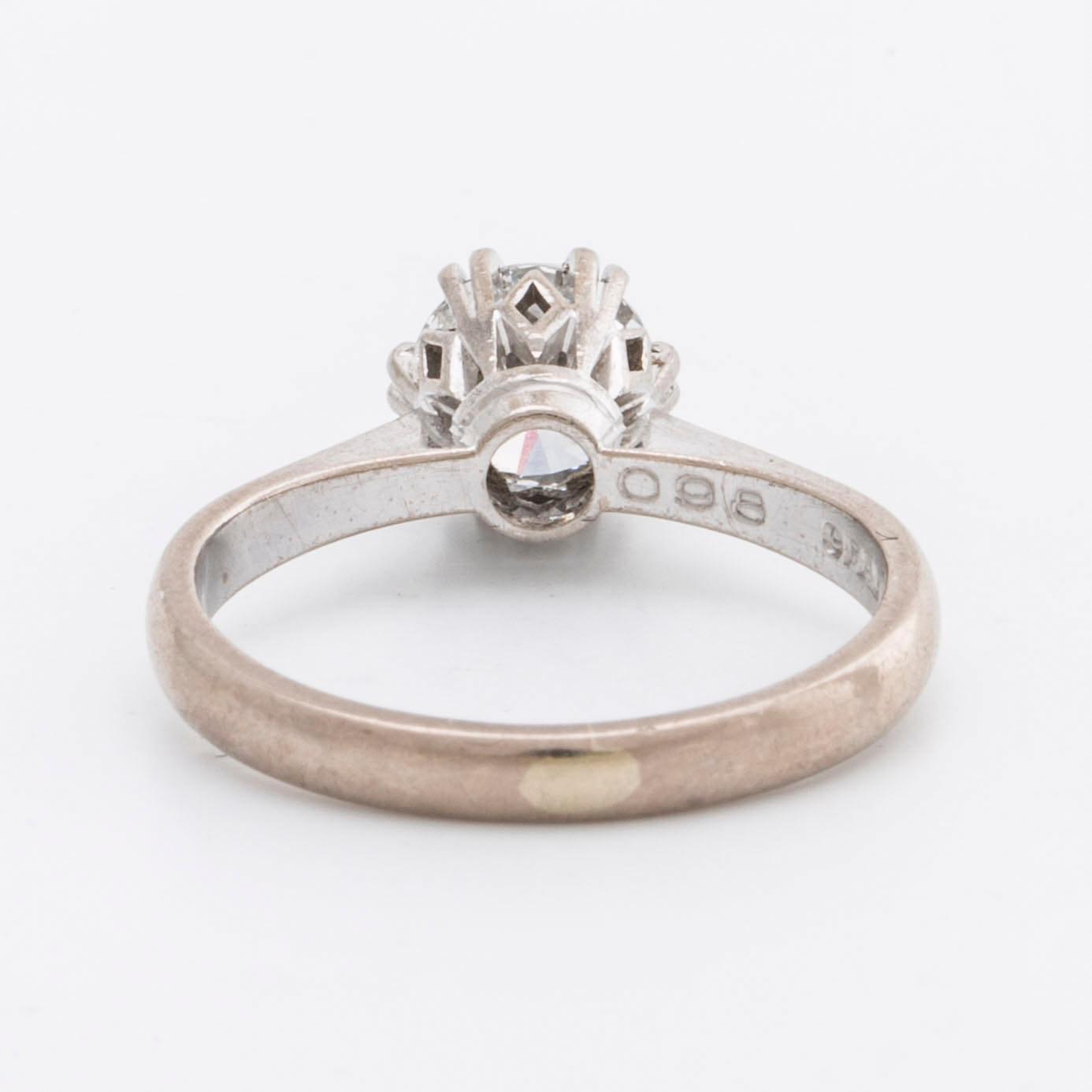 DIAMOND RING 18K whitegold, approx H VS, 0,98 ct engraved, GFAB Stockholm 1987.