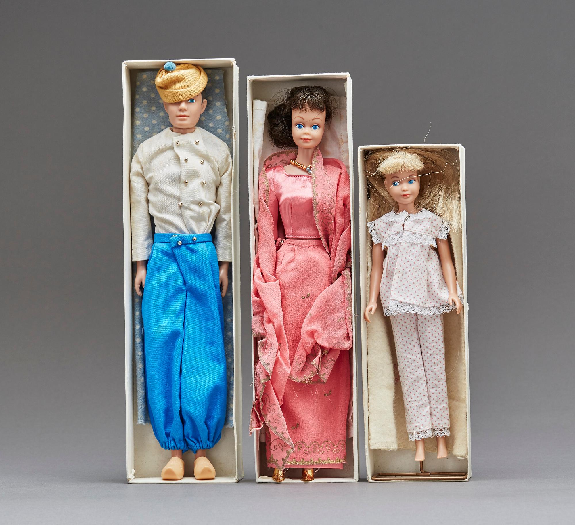 BARBIEDOCKOR, 3 st, Mattel, omkring 1960.