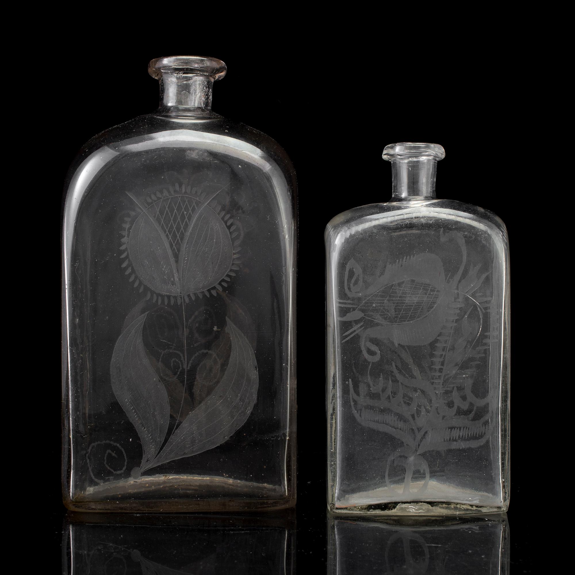 Two 19th century glass bottles.