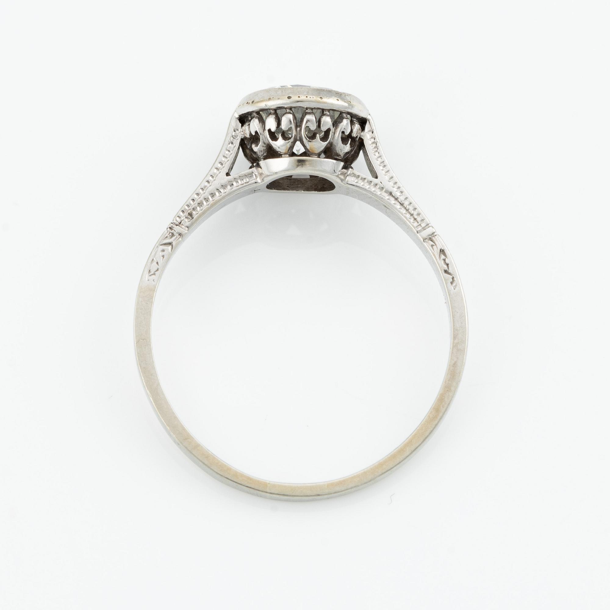 Ring 14K vitguld med äldre briljantslipad diamant, 1.42 ct.