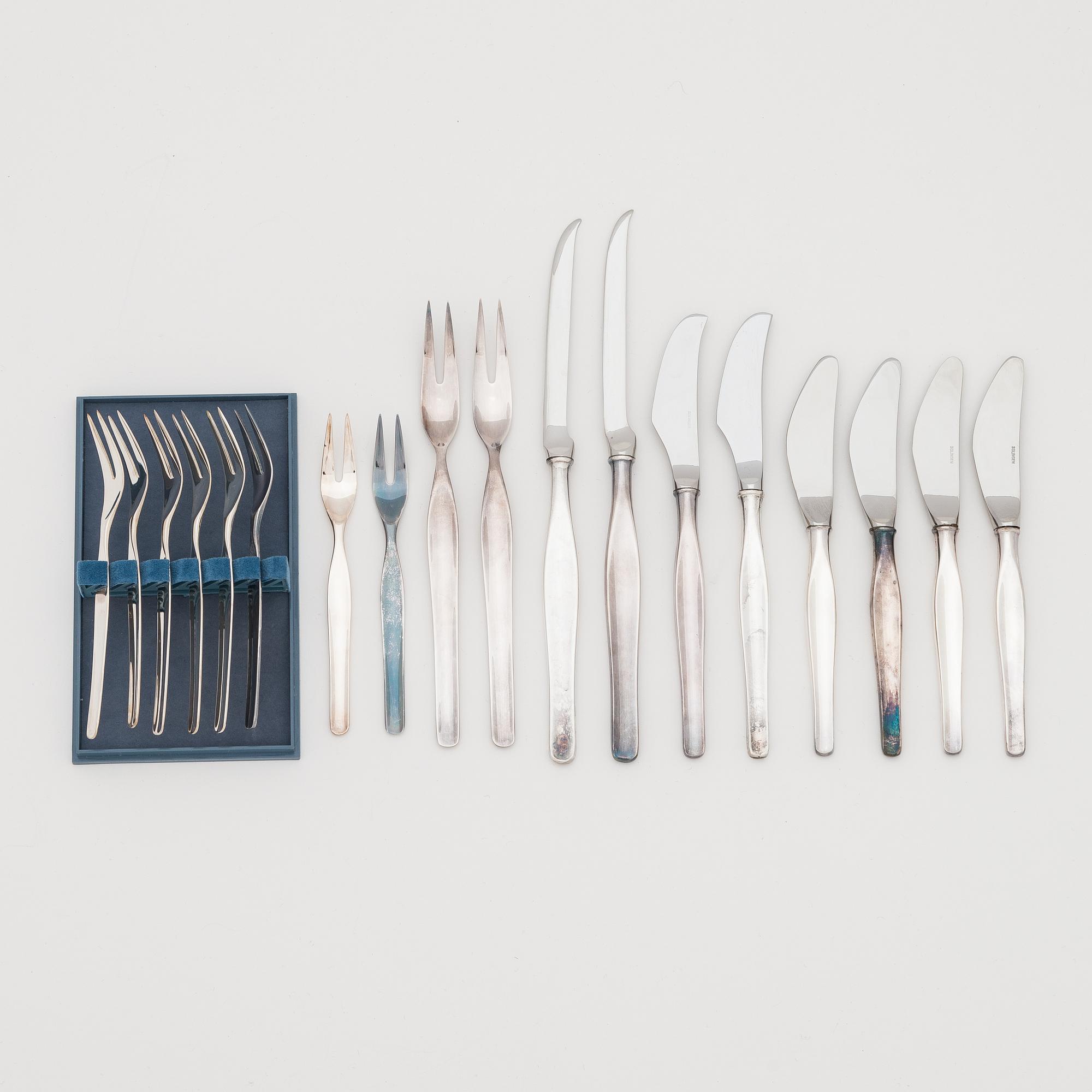 Tapio Wirkkala, bestickuppsättning, 80 dlr, silver, "Tapio", Kultakeskus, Tavastehus 1961-90.