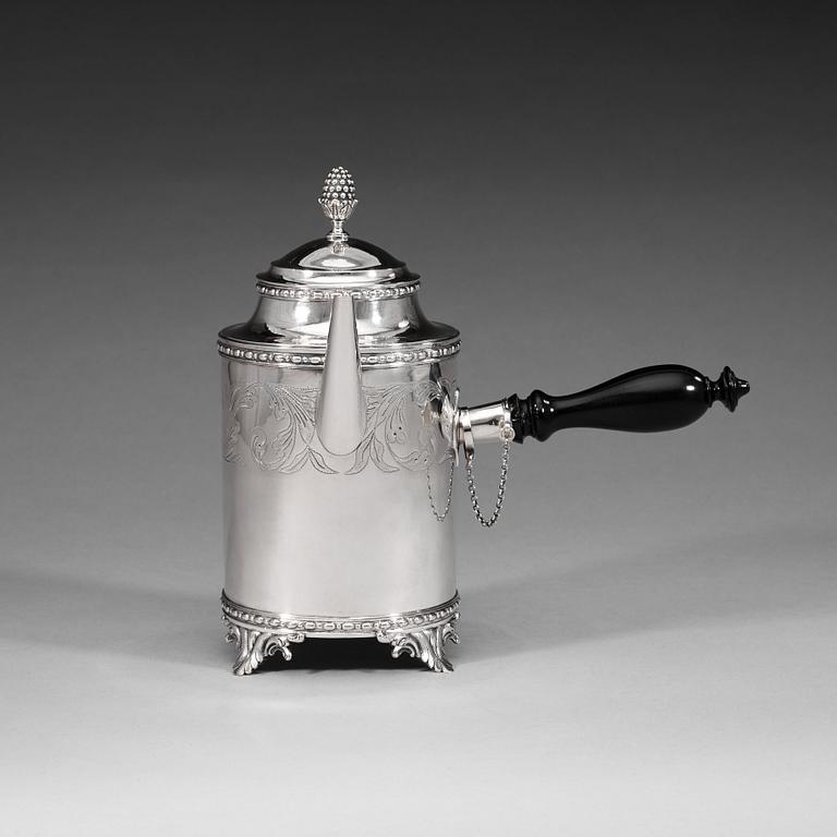 A Swedish 18th century silver coffee-pot, Petter Åkerman, Stockholm 1780.