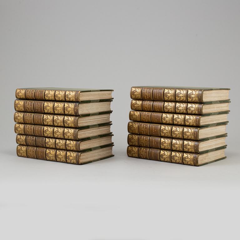 A set of 12 books,  "Life and works of Tennyson", Alfred Lord Tennyson a Memoir by his son. 1898-1899.