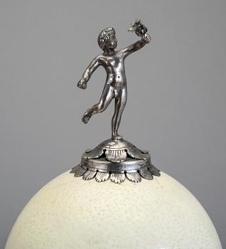 POKAL, silver och strutsägg, otydliga stämplar, 1800-tal.