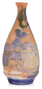 An art nouveau Emile Gallé cameo glass vase, Nancy, France.