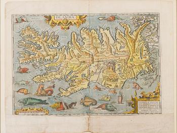 A MAP, Islandia, Abraham Ortelius, ca 1600.