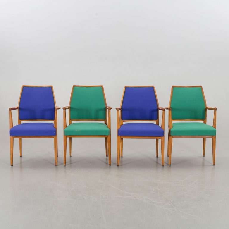 A SET OF 6 ARMCHAIRS, 1950-60's.