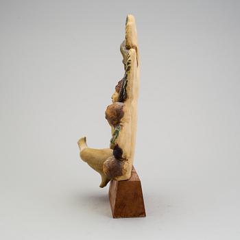 STIG LINDBERG, skulptur av chamotterat stengods, Gustavsberg 1940-tal.