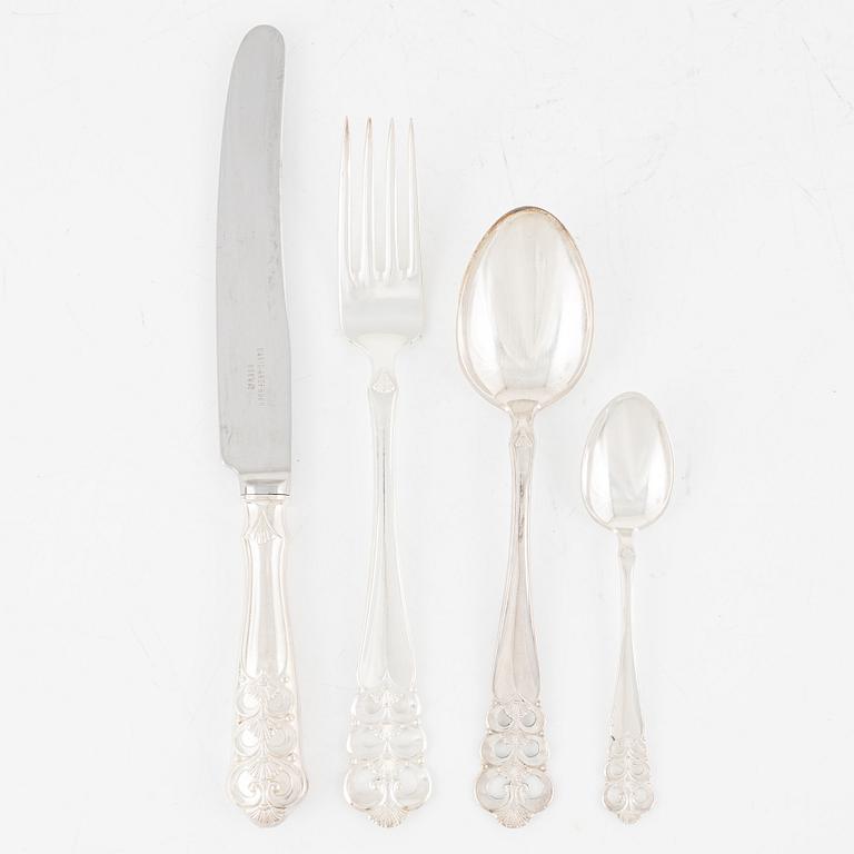 Cutlery set, David Andersen, "Norona" silver plate, 59 pieces, Norway.