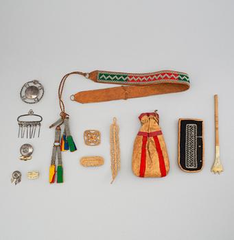 Twelve Sami items, 20th century.