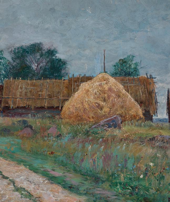 Anton Genberg, Farm houses with haystack.