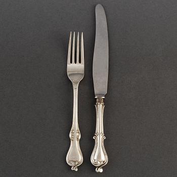 12+12 psc silver cutlery model 'Adlerstråhle', A Lundström Lund and CG Hallberg Stockholm 1936-50.