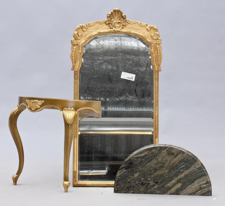 SPEGEL MED KONSOLBORD, rokokostil, 1900-tal.