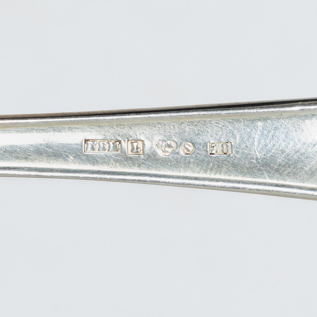 A 36 piece silver cutlery service, model Svensk Spets, mostly CG Hallberg, 1930s.